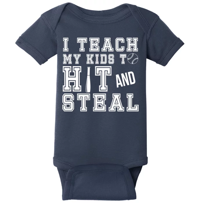 Teach My Kids To Hit And Steal Baseball Baby Bodysuit