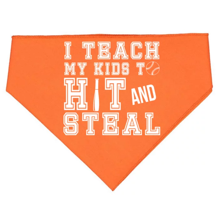 Teach My Kids To Hit And Steal Baseball USA-Made Doggie Bandana