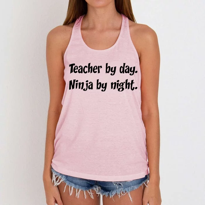 Teacher By Day Ninja By Night Women's Knotted Racerback Tank