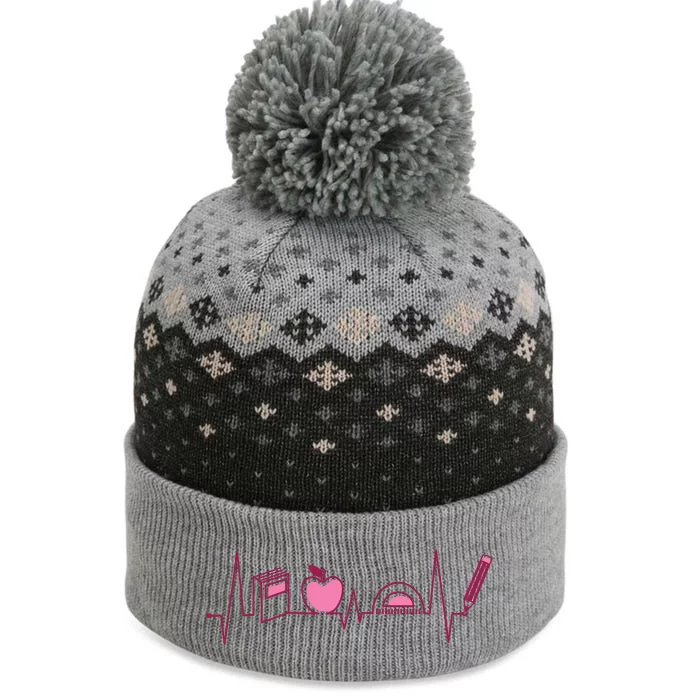 Teacher Heartbeat The Baniff Cuffed Pom Beanie