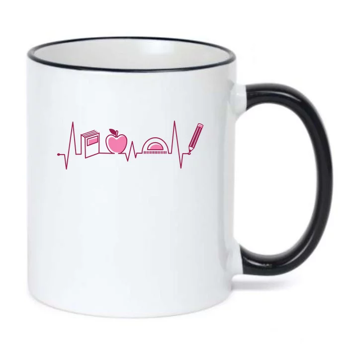 Teacher Heartbeat Black Color Changing Mug