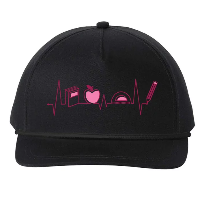 Teacher Heartbeat Snapback Five-Panel Rope Hat