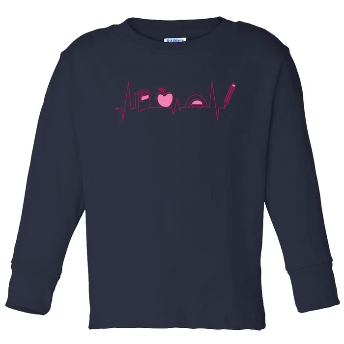 Teacher Heartbeat Toddler Long Sleeve Shirt