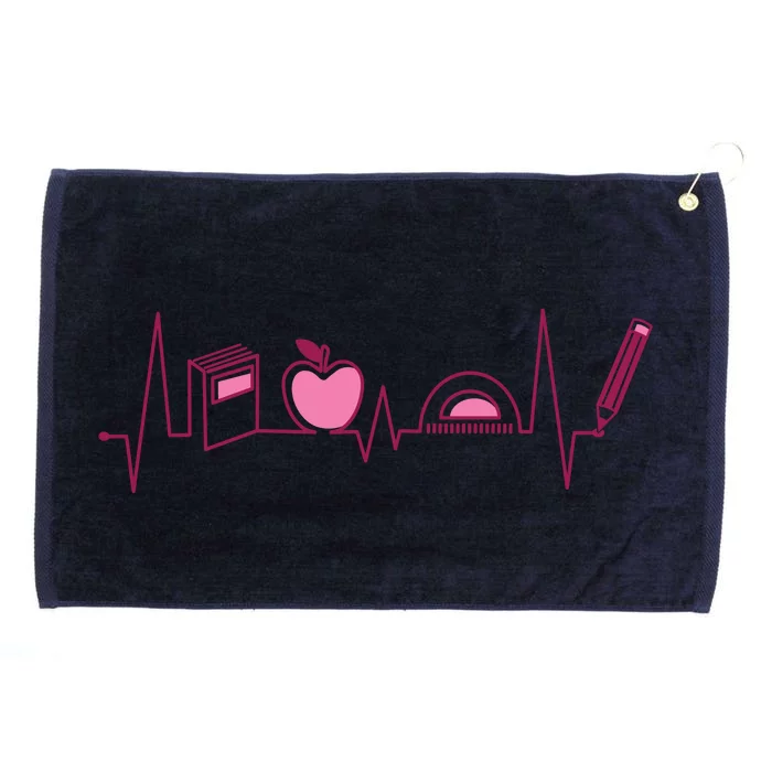 Teacher Heartbeat Grommeted Golf Towel