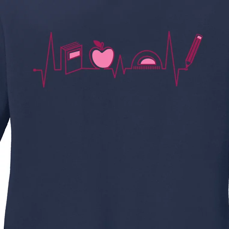 Teacher Heartbeat Ladies Long Sleeve Shirt