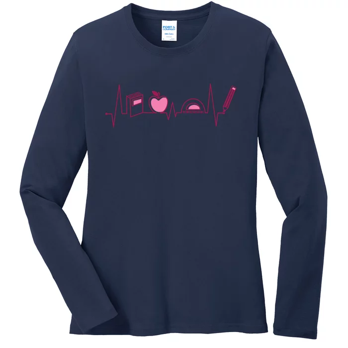 Teacher Heartbeat Ladies Long Sleeve Shirt