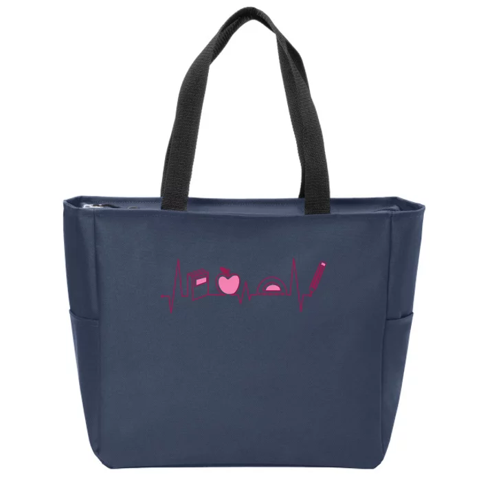 Teacher Heartbeat Zip Tote Bag