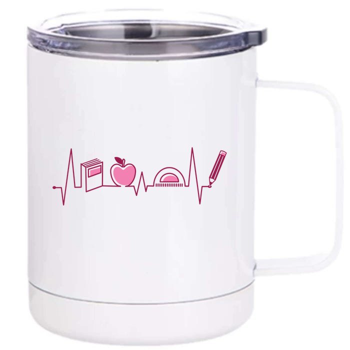 Teacher Heartbeat Front & Back 12oz Stainless Steel Tumbler Cup