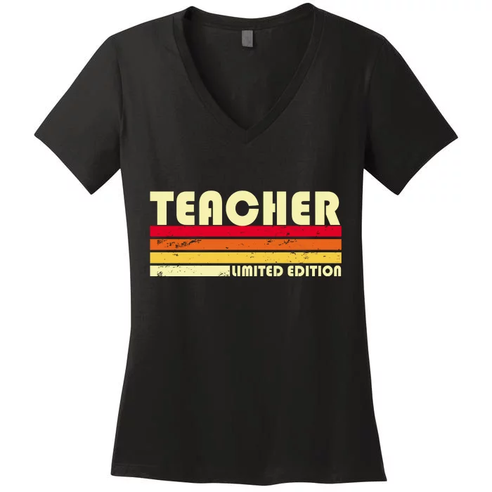 Teacher Limited Edition Retro Style Women's V-Neck T-Shirt