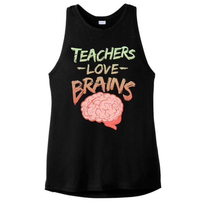 Teacher Loves Brains Ladies Tri-Blend Wicking Tank