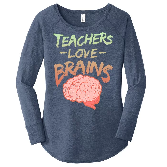 Teacher Loves Brains Women's Perfect Tri Tunic Long Sleeve Shirt