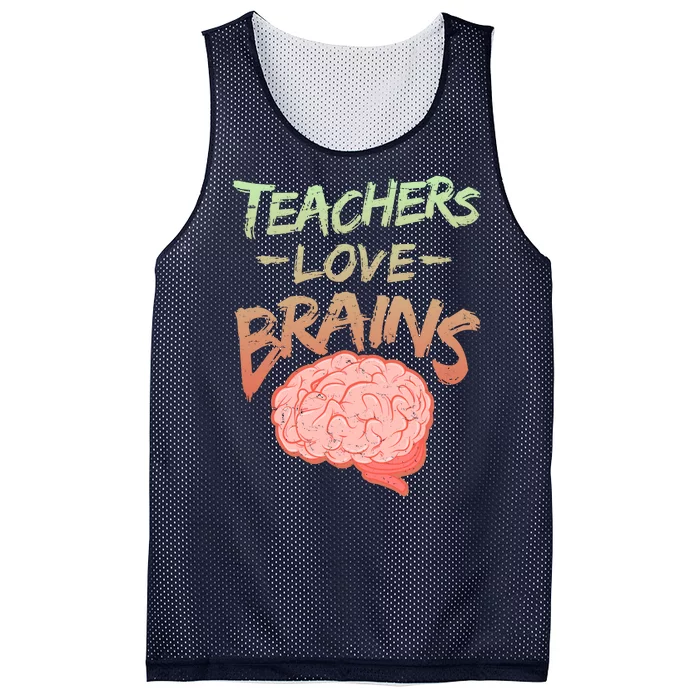 Teacher Loves Brains Mesh Reversible Basketball Jersey Tank