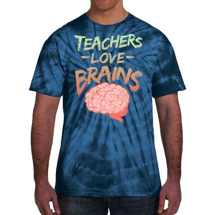 Teacher Loves Brains Tie-Dye T-Shirt