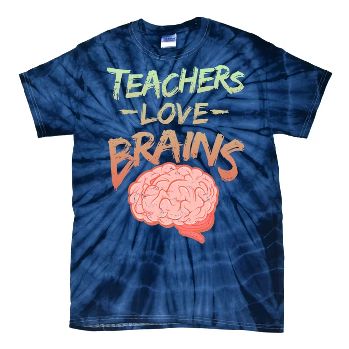 Teacher Loves Brains Tie-Dye T-Shirt