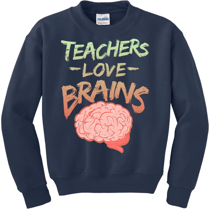 Teacher Loves Brains Kids Sweatshirt