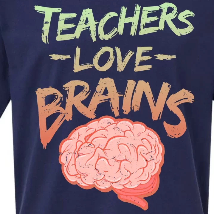 Teacher Loves Brains Sueded Cloud Jersey T-Shirt