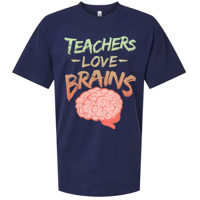 Teacher Loves Brains Sueded Cloud Jersey T-Shirt