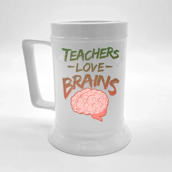 Teacher Loves Brains Front & Back Beer Stein