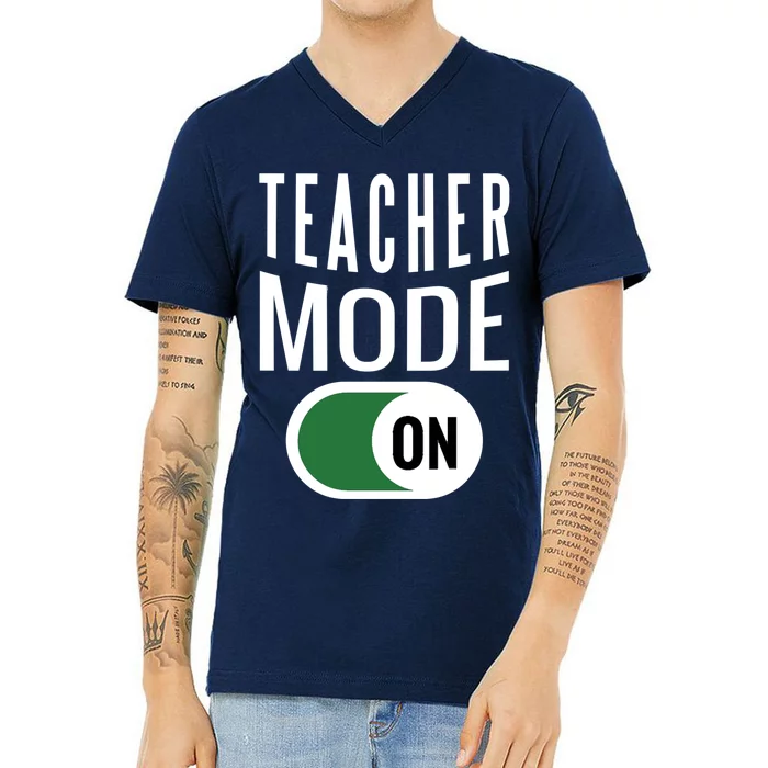 Teacher Mode On V-Neck T-Shirt