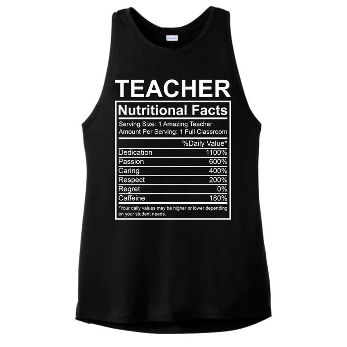 Teacher Nutritional Facts Ladies Tri-Blend Wicking Tank