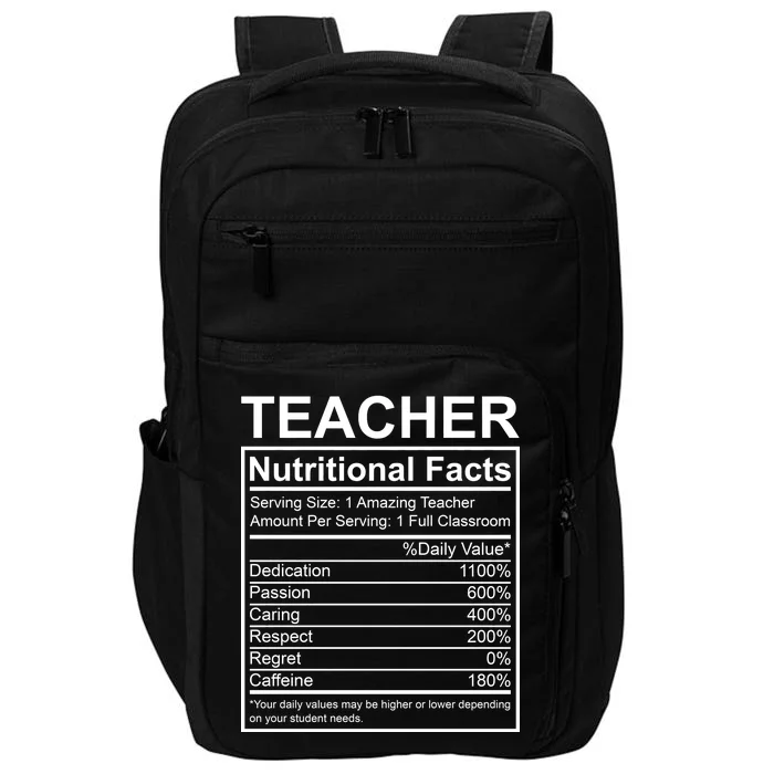 Teacher Nutritional Facts Impact Tech Backpack