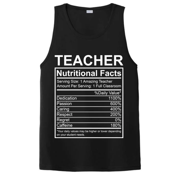 Teacher Nutritional Facts Performance Tank