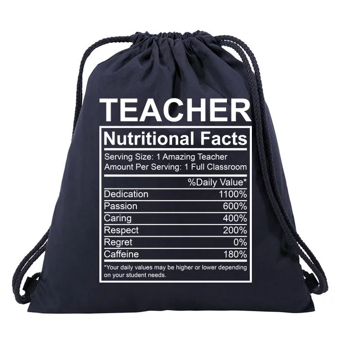 Teacher Nutritional Facts Drawstring Bag