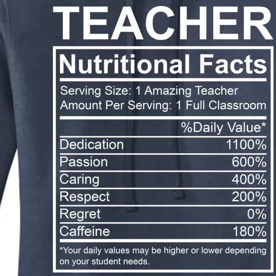 Teacher Nutritional Facts Women's Pullover Hoodie