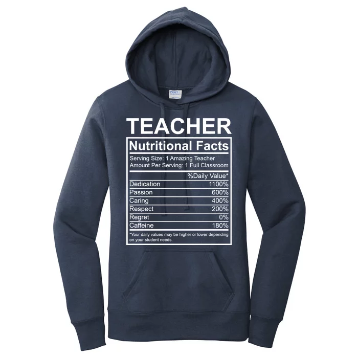 Teacher Nutritional Facts Women's Pullover Hoodie