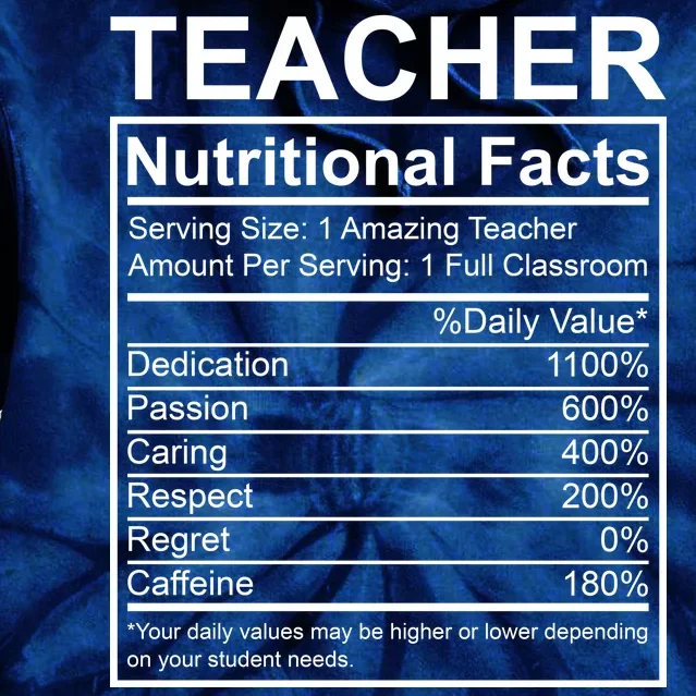 Teacher Nutritional Facts Tie Dye Hoodie