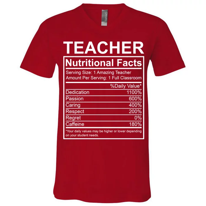 Teacher Nutritional Facts V-Neck T-Shirt