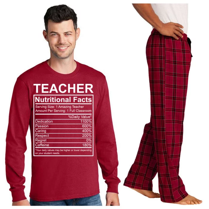 Teacher Nutritional Facts Long Sleeve Pajama Set