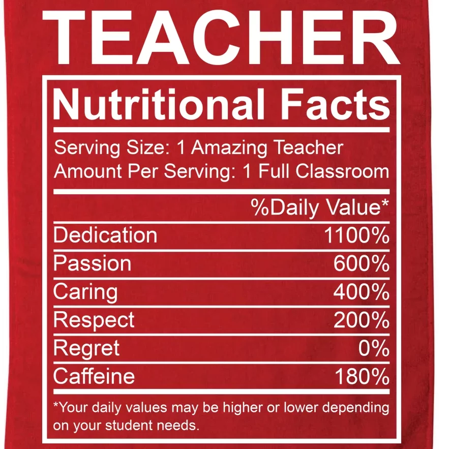 Teacher Nutritional Facts Platinum Collection Golf Towel