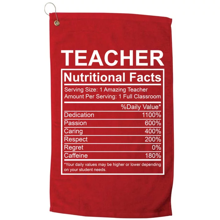 Teacher Nutritional Facts Platinum Collection Golf Towel