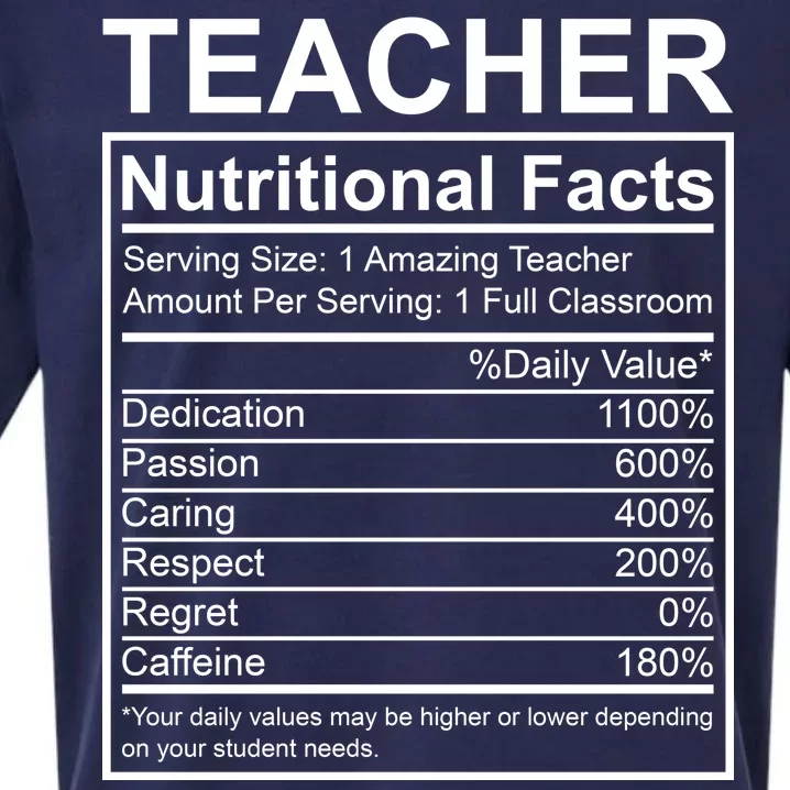 Teacher Nutritional Facts Sueded Cloud Jersey T-Shirt