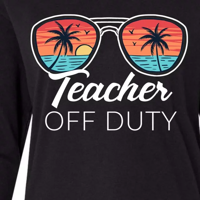 Teacher Off Duty Tropical Vacation Womens Cotton Relaxed Long Sleeve T-Shirt