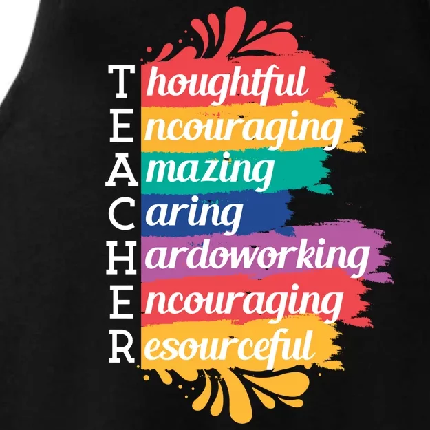 Teacher Rainbow Quote Ladies Tri-Blend Wicking Tank