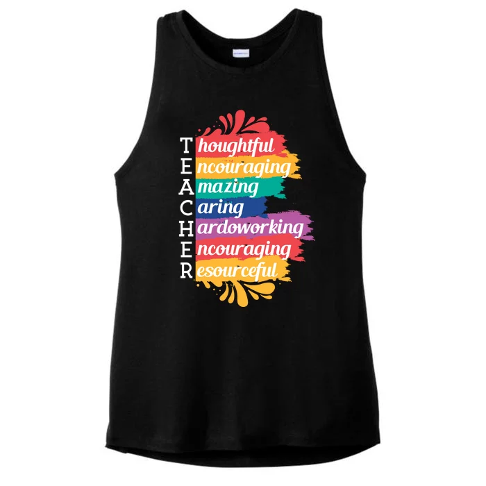 Teacher Rainbow Quote Ladies Tri-Blend Wicking Tank