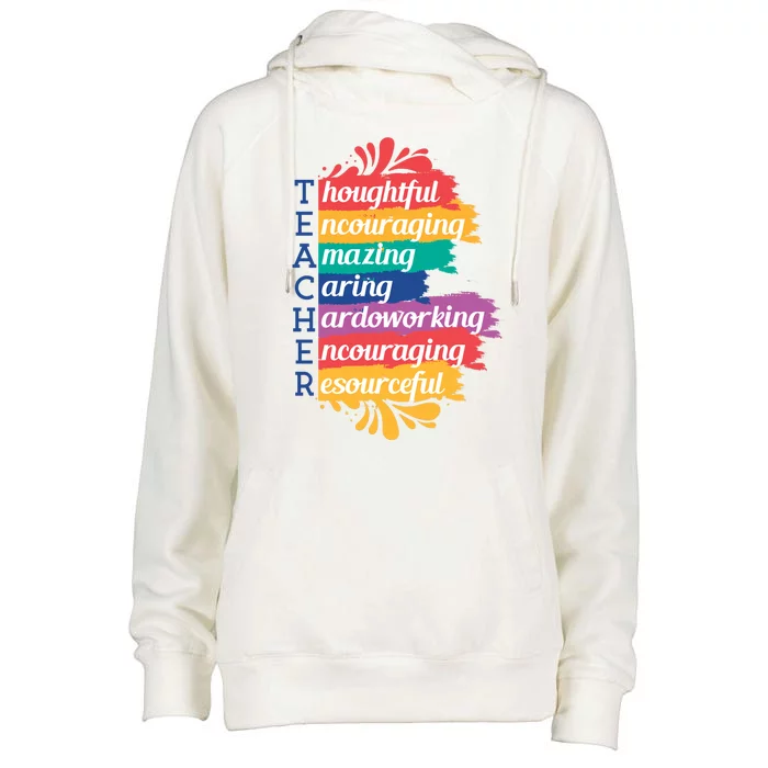 Teacher Rainbow Quote Womens Funnel Neck Pullover Hood