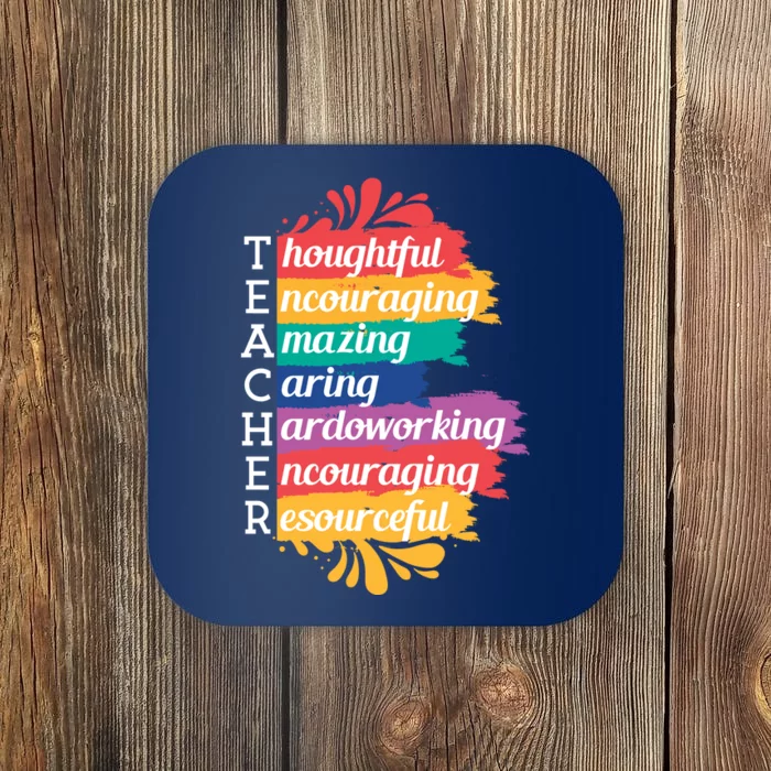 Teacher Rainbow Quote Coaster