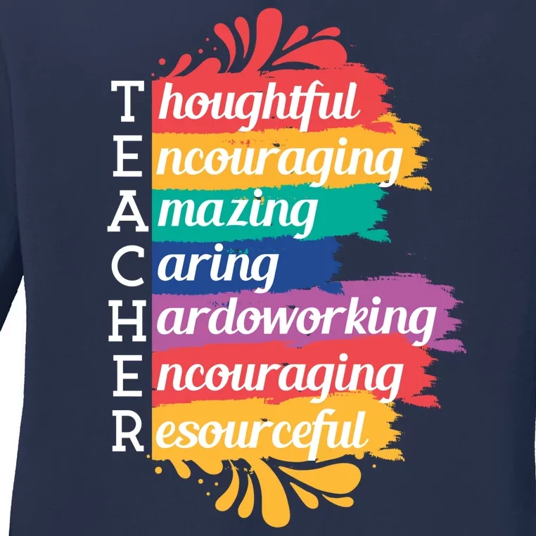 Teacher Rainbow Quote Ladies Long Sleeve Shirt