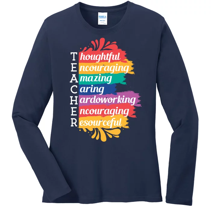 Teacher Rainbow Quote Ladies Long Sleeve Shirt