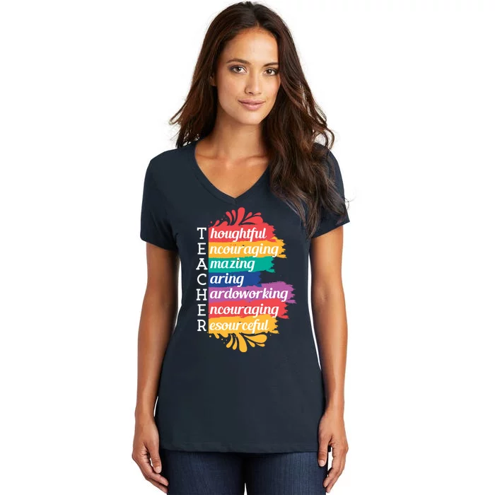 Teacher Rainbow Quote Women's V-Neck T-Shirt