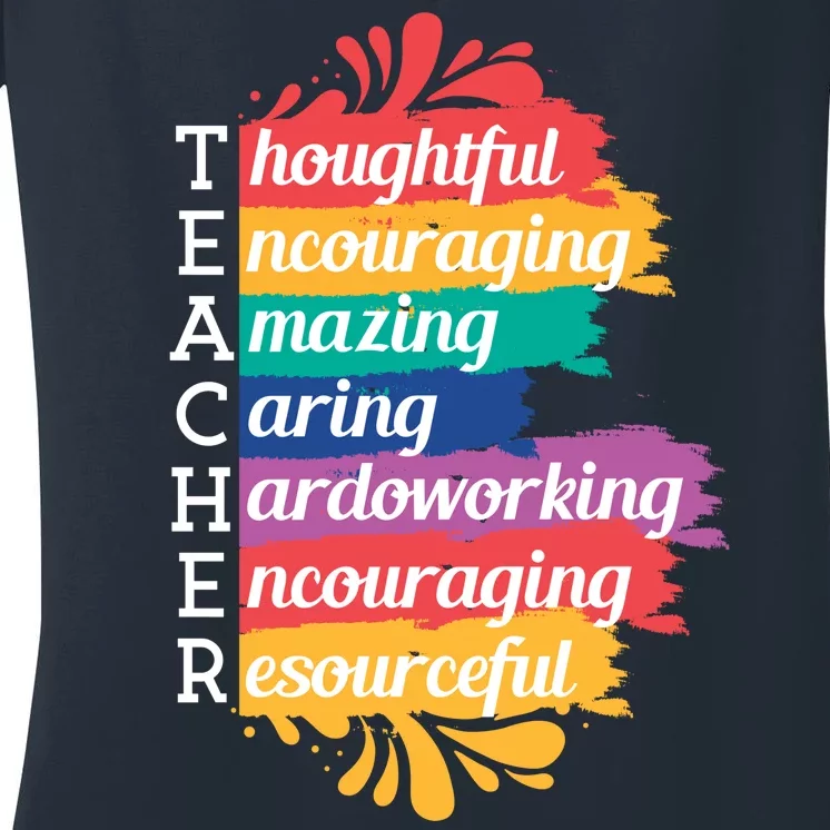 Teacher Rainbow Quote Women's V-Neck T-Shirt