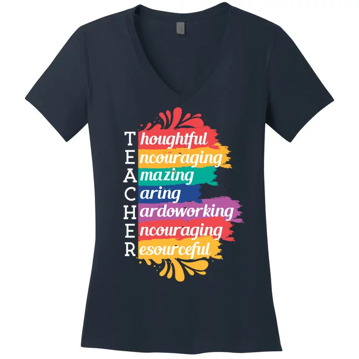 Teacher Rainbow Quote Women's V-Neck T-Shirt