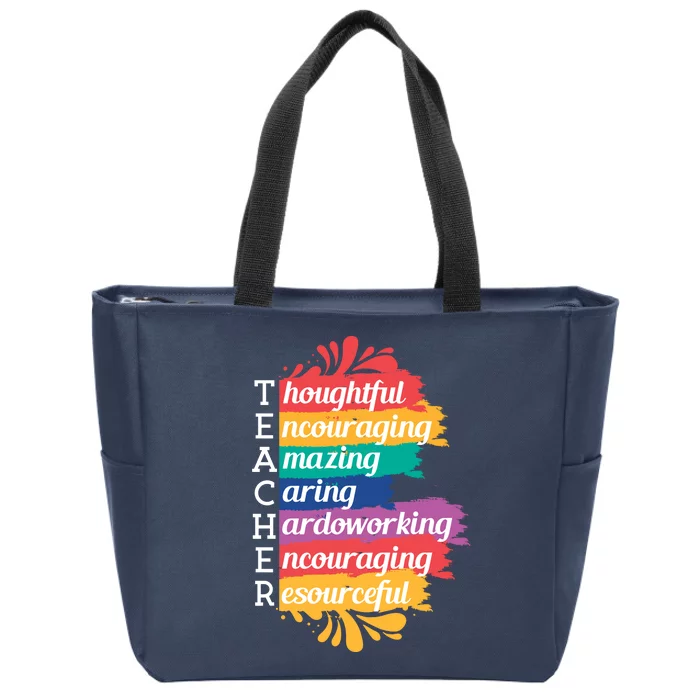 Teacher Rainbow Quote Zip Tote Bag