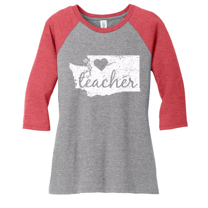 Teacher Red For Ed Washington Public Education Women's Tri-Blend 3/4-Sleeve Raglan Shirt