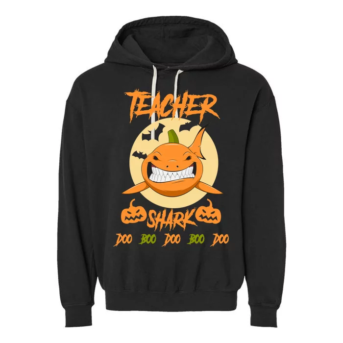 Teacher Shark Doo Boo Boo Pumpkin Halloween Garment-Dyed Fleece Hoodie