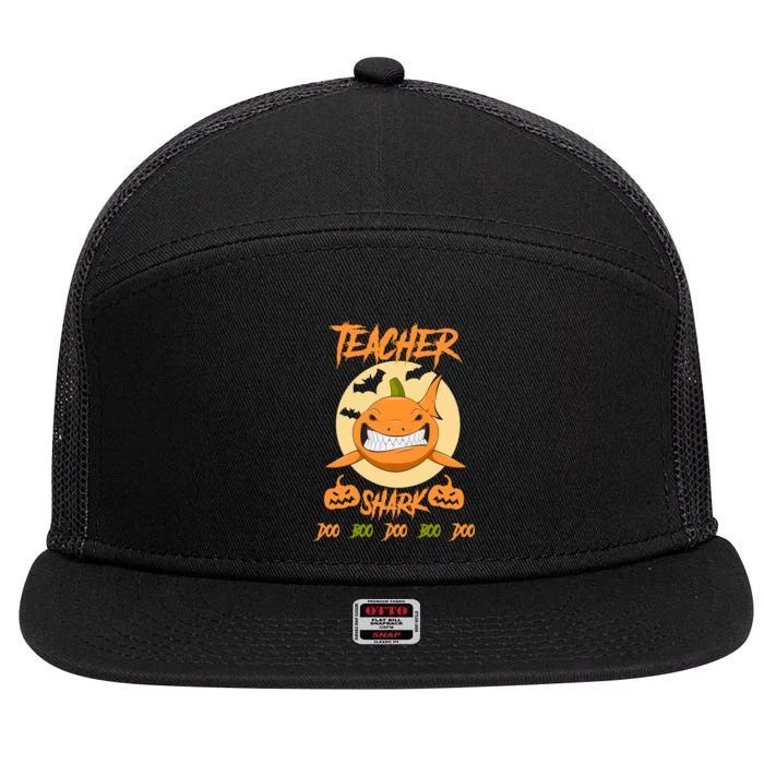 Teacher Shark Doo Boo Boo Pumpkin Halloween 7 Panel Mesh Trucker Snapback Hat