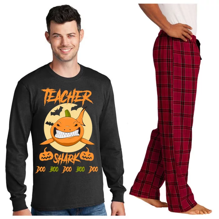 Teacher Shark Doo Boo Boo Pumpkin Halloween Long Sleeve Pajama Set